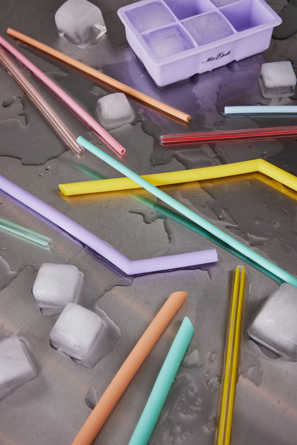 Glas sugerør, multi - 4 stk.